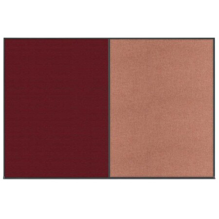United Visual Products Enclosed Corkboard, 1 Door, 60"x36", 4" Fra, UV3403-BLACK-CINNABA UV3403-BLACK-CINNABA